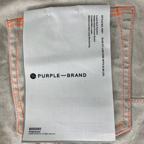 Purple Brand P001 White Neon Stitch Orange Jeans NWT Sz 34 - Picture 14 of 15